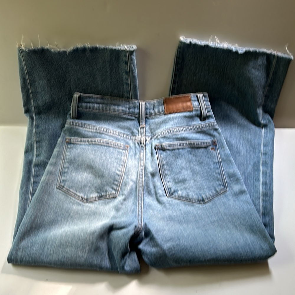 Madewell | 25 Wide Leg Crop Raw Hem Button Fly Front High Rise Jeans H5839 - Picture 5 of 14